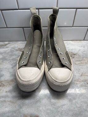 Converse Olive Green Canvas High-Top Slip-On Sneakers